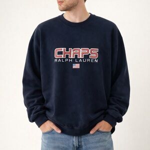 Chaps Ralph Lauren Vintage 90s Blue Crewneck Long Sleeve Pullover Sweatshirt L